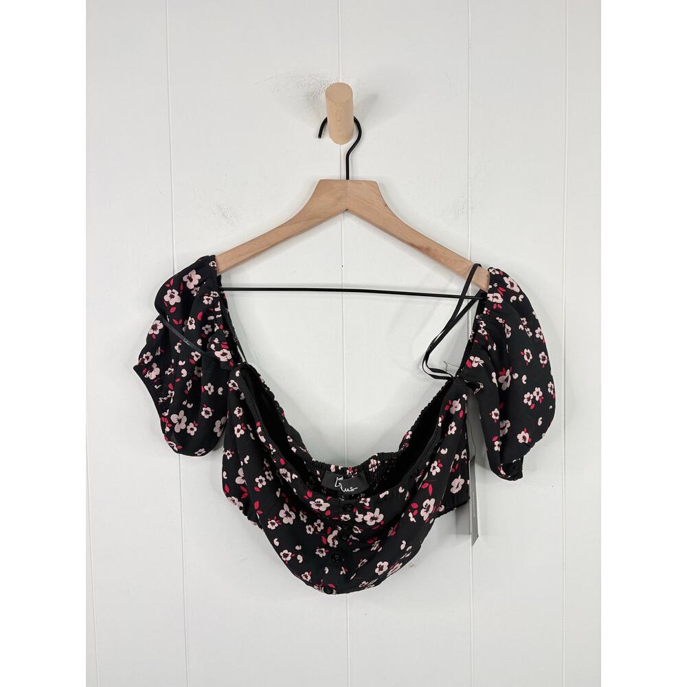 NWT Lulus Floral 2 Piece Set Large Off Shoulder Crop Top Ruffle Culottes - Picture 7 of 15